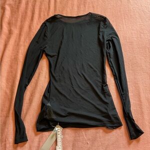 Missguided Black Long-Sleeve Mesh Top